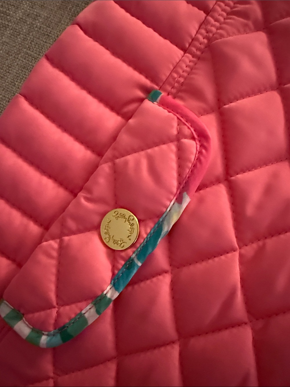 Lilly Pulitzer Pink Quilted Vest with Multicolor Trim - Picture 4 of 5